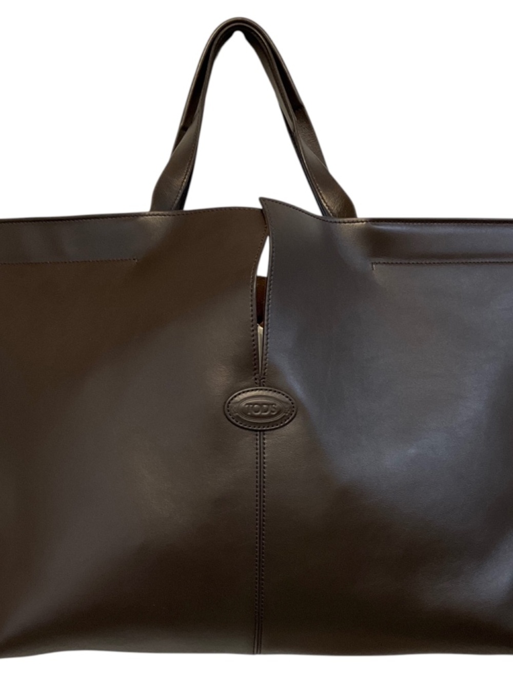 TOD'S BROWN GENUINE LEATHER DI BAG FOLIO TOTE HANDBAG